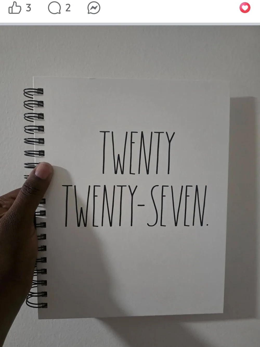 Rae DUNN TWENTY TWENTY-SEVEN Spiral Planner White Cover with Black Text